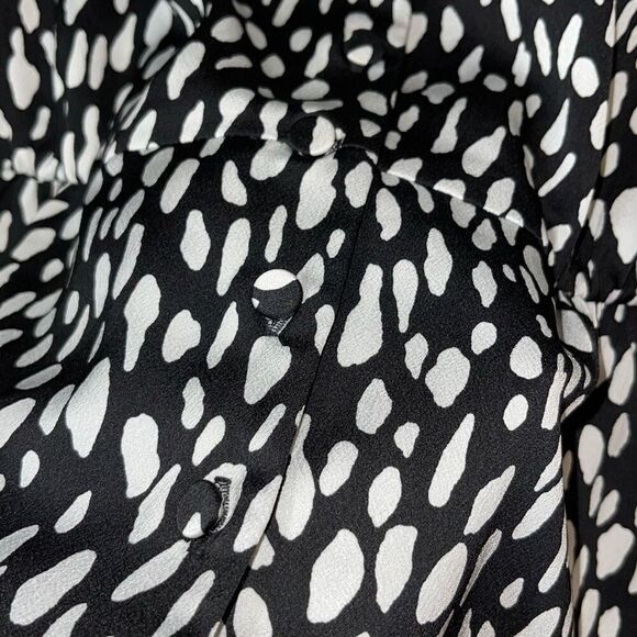 J. Crew Womens‎ Leopard Print Peplum Blouse Top Black White Size 6 - Picture 4 of 8